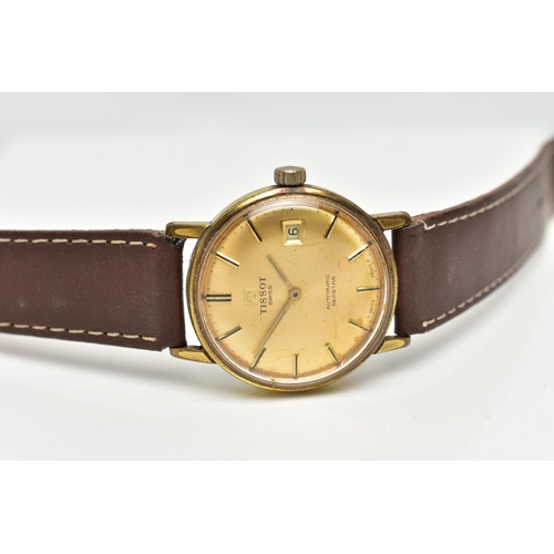 48 - A GENTS 'TISSOT' WRISTWATCH, automatic movement, round gold dial signed 'Tissot Swiss, Automatic Sea... 