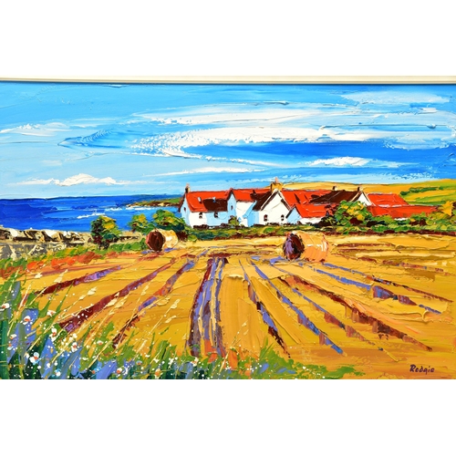 311 - LYNN RODGIE (SCOTTISH CONTEMPORARY) 'AUTUMN HARVEST, ST ABBS', a Scottish coastal village landscape,... 