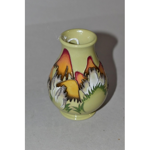 332 - A MOORCROFT 'MAGICAL TOADSTOOL' DESIGN BUD VASE, designed by Kerry Goodwin, impressed and painted ma... 