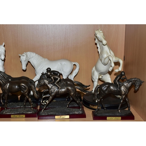 342 - A COLLECTION OF EIGHT WHITE ROYAL DOULTON HORSE FIGURE GROUPS, comprising 'Spirit of Love', Spirit o... 