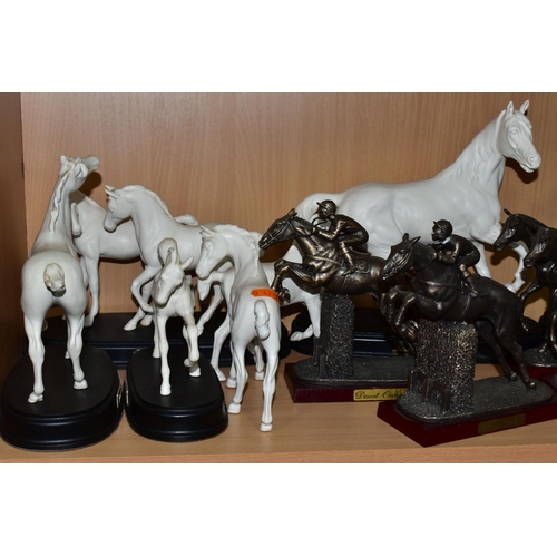 342 - A COLLECTION OF EIGHT WHITE ROYAL DOULTON HORSE FIGURE GROUPS, comprising 'Spirit of Love', Spirit o... 