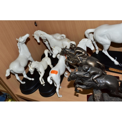 342 - A COLLECTION OF EIGHT WHITE ROYAL DOULTON HORSE FIGURE GROUPS, comprising 'Spirit of Love', Spirit o... 