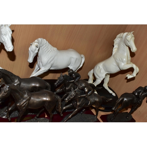 342 - A COLLECTION OF EIGHT WHITE ROYAL DOULTON HORSE FIGURE GROUPS, comprising 'Spirit of Love', Spirit o... 