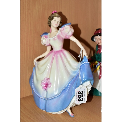 353 - THREE ROYAL DOULTON FIGURINES, comprising 'Angela' a Micheal Doulton exclusive signed on the base an... 