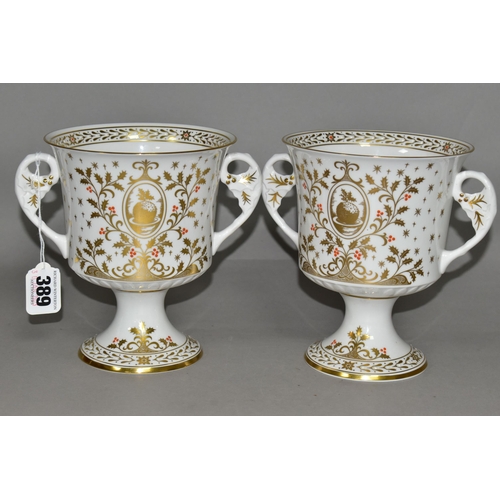 389 - TWO LIMITED EDITION CAVERSWALL CHRISTMAS GOBLETS, comprising 1978 First Caverswall Christmas Goblet ... 