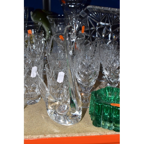 405 - A QUANTITY OF CUT CRYSTAL , comprising a Webb Corbett rose bowl, wine glasses, preserve pots and can... 