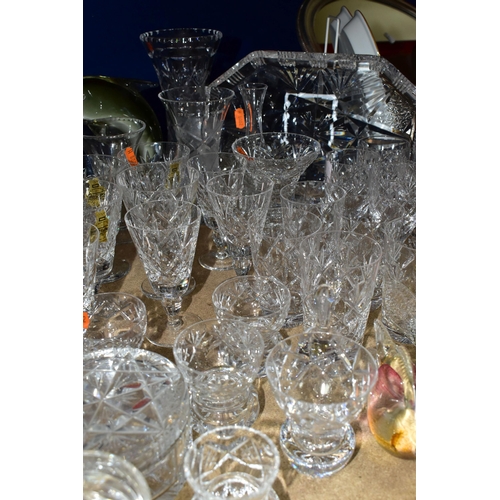 405 - A QUANTITY OF CUT CRYSTAL , comprising a Webb Corbett rose bowl, wine glasses, preserve pots and can... 