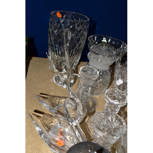 405 - A QUANTITY OF CUT CRYSTAL , comprising a Webb Corbett rose bowl, wine glasses, preserve pots and can... 