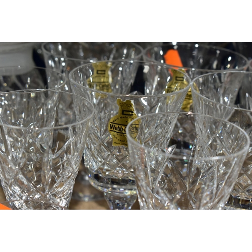 405 - A QUANTITY OF CUT CRYSTAL , comprising a Webb Corbett rose bowl, wine glasses, preserve pots and can... 