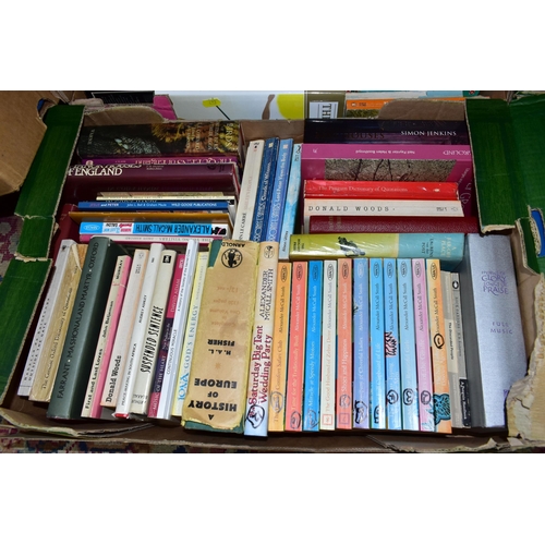 422 - FIVE BOXES OF BOOKS, over one hundred and fifty assorted  titles, hard backs and paperbacks to inclu... 