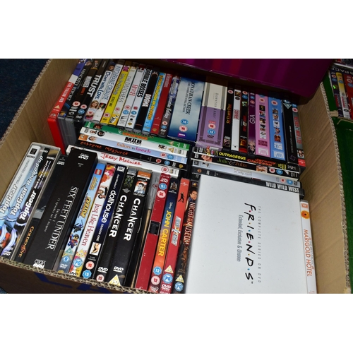 429 - SEVEN BOXES OF DVDS, to include over one hundred feature films and film and tv boxsets, including Th... 