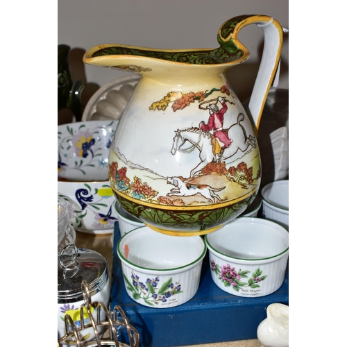 448 - A GROUP OF ASSORTED CERAMICS, comprising a Doulton-Burslem Geo Morland jug decorated with a hunting ... 