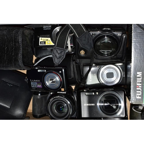 469 - CAMERAS, one box containing twelve various cameras to include a Pentax Auto 110, a Fujifilm FinePix ... 