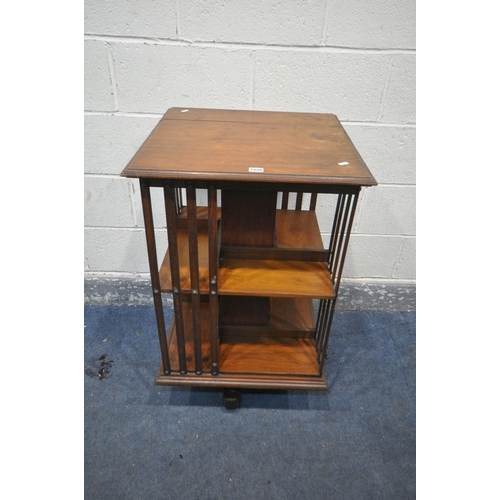 1319 - AN EARLY 20TH CENTURY MAHOGANY TWO TIER REVOLVING BOOKCASE, 55cm squared x height 90cm (condition:-t... 