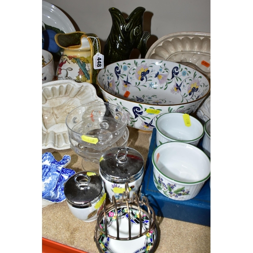 448 - A GROUP OF ASSORTED CERAMICS, comprising a Doulton-Burslem Geo Morland jug decorated with a hunting ... 