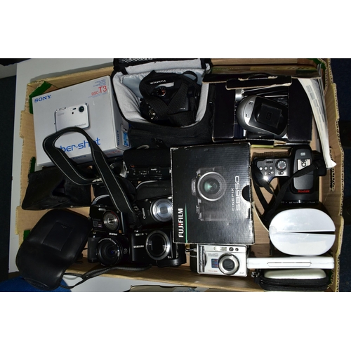 469 - CAMERAS, one box containing twelve various cameras to include a Pentax Auto 110, a Fujifilm FinePix ... 