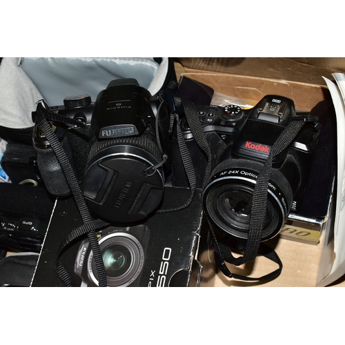 469 - CAMERAS, one box containing twelve various cameras to include a Pentax Auto 110, a Fujifilm FinePix ... 