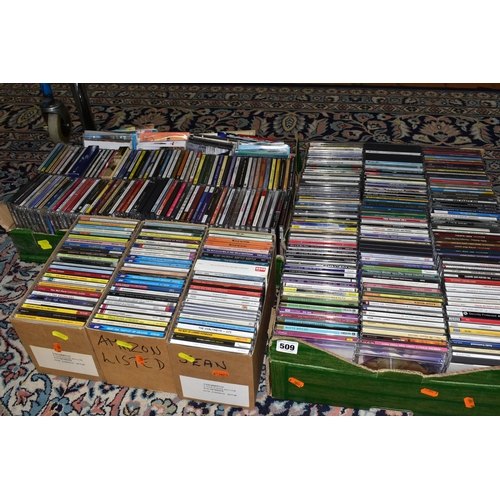 509 - COMPACT DISCS, two large boxes and three small boxes containing approximately 400 miscellaneous comp... 