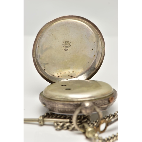 93 - AN OPEN FACE POCKET WATCH, key wound movement, white dial signed 'Patent chronograph', Roman numeral... 