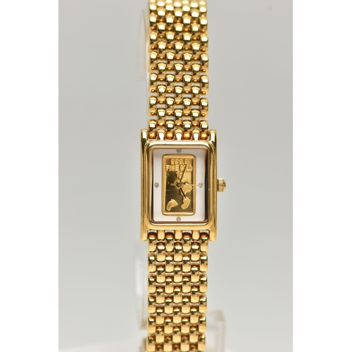 96 - A LADY'S WRISTWATCH, quartz movement, rectangular dial with a 999.9 fine gold 1g ingot dial, dot mar... 