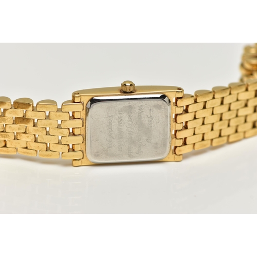 96 - A LADY'S WRISTWATCH, quartz movement, rectangular dial with a 999.9 fine gold 1g ingot dial, dot mar... 