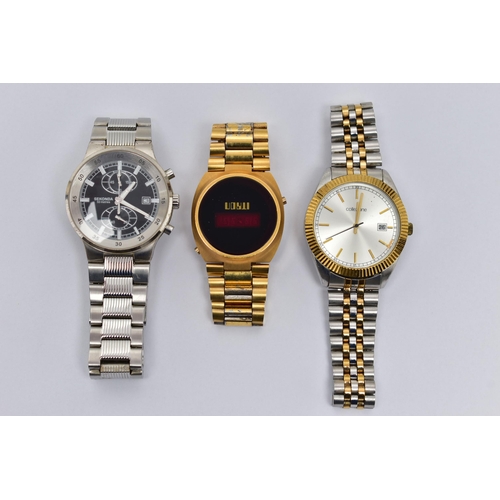 97 - THREE GENTS WRISTWATCHES, names to include Sekonda, Collezione and Itron (condition report: general ... 