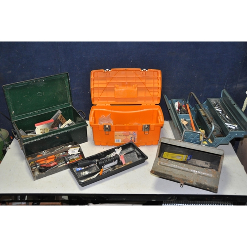 1061 - THREE TOOLBOXES CONTAINING TOOLS to include socket sets, screwdrivers, grips, drill bits etc (4)