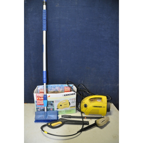 1073 - A KARCHER 220 PRESSURE WASHER with lance and extendable brush (PAT pass and working)