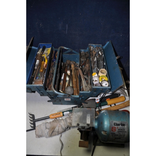 1076 - TWO METAL TOOLBOXES CONTAINING VARIOS TOOLS to include mostly spanners, hammers, grips, along with a... 