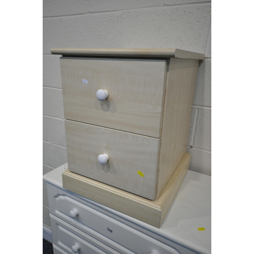 1370 - A WHITE FINISH CHEST OF FIVE LONG DRAWERS, width 84cm x depth 47cm x height 118cm, and a beech two d... 