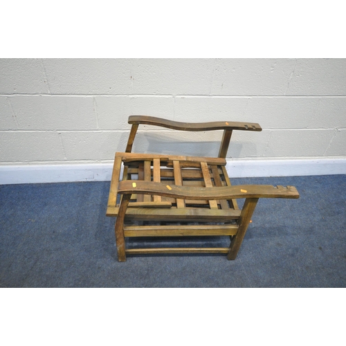 1384 - AN ARTS AND CRAFTS STYLE BEECH RECLINING ARMCHAIR (condition:-surface scratches)