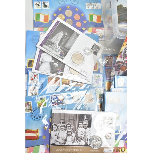108 - A PLASTIC TUB CONTAINING A LARGE AMOUNT OF FIRST DAY AND COMMEMORATIVE COIN COVERS, to include 14x E... 