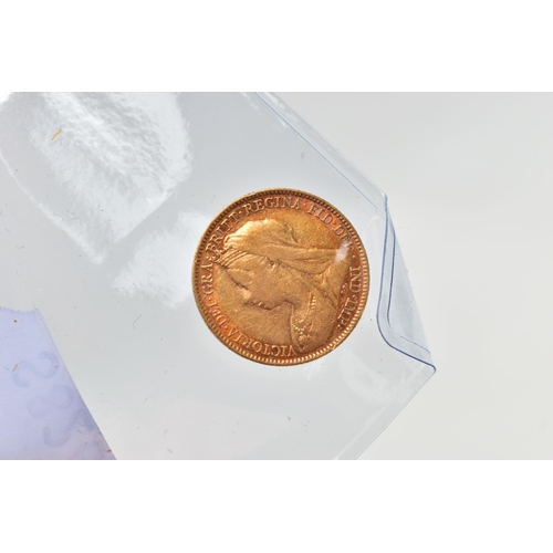 109 - A GOLD HALF SOVEREIGN VICTORIA 1898 22CT 3.99 GRAM 19.30 Dia, together with a small box of mixed coi... 