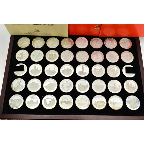 112 - A BIRMINGHAM MINT LARGE CASED DISPLAY OF FOURTY STERLING SILVER MEDALS EACH MEDAL WEIGHT 40gr EACH (... 