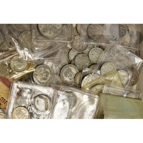 115 - A LARGE CARDBOARD BOX CONTAINING COINAGE,QUEEN ELIZABETH AND ROYALTY FIRST DAY AND STAMP/COIN COVERS... 