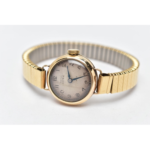 57 - TWO LADY'S 9CT GOLD WRISTWATCHES, the first a manual wind watch, with a round white dial, Arabic num... 