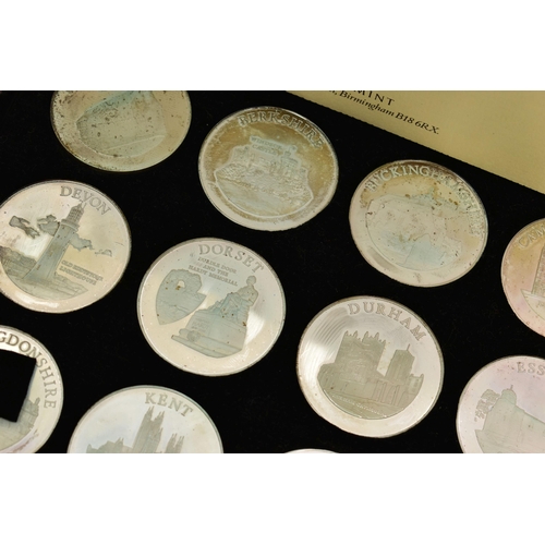 112 - A BIRMINGHAM MINT LARGE CASED DISPLAY OF FOURTY STERLING SILVER MEDALS EACH MEDAL WEIGHT 40gr EACH (... 