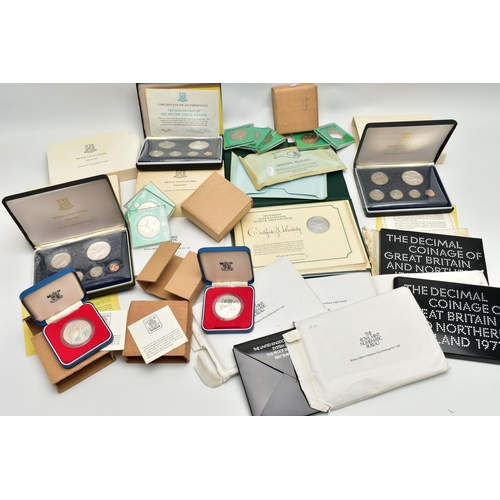 114 - A QUANTITY OF MAINLY SILVER PROOF COINAGE, to include THE RAILWAY SESQUICENTENNIAL MEDALLIC FIRST DA... 