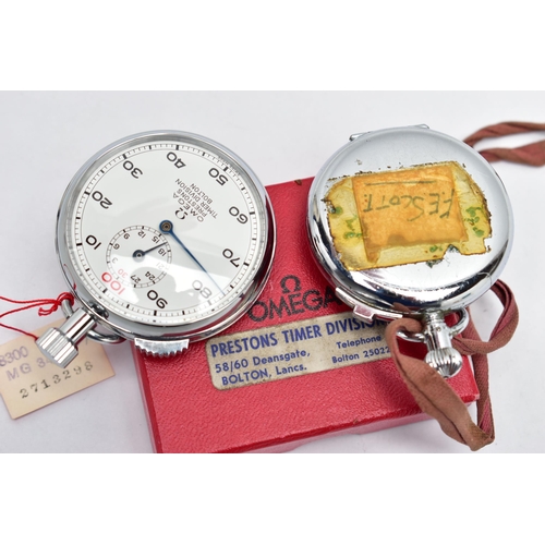 19 - AN 'OMEGA' AND A 'GARRARD' STOP WATCH, Omega Prestons Timer Division Bolton' stop watch, fitted with... 