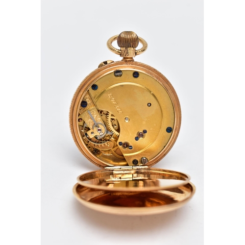 59 - AN EARLY 20TH CENTURY, 18CT GOLD OPEN FACE POCKET WATCH, manual wind, round white dial, Roman numera... 