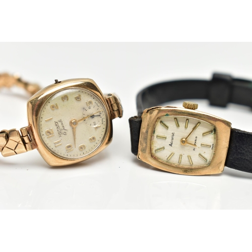 7 - TWO LADY'S 9CT GOLD WRISTWATCHES, the first an AF 'Rotary', round champagne dial signed 'Rotary 15 j... 