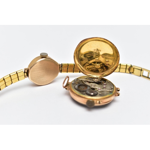 72 - A LADY'S 9CT 'ROTARY' WRISTWATCH AND A 15CT GOLD WATCH, the lady's manual wind Rotary, with a round ... 