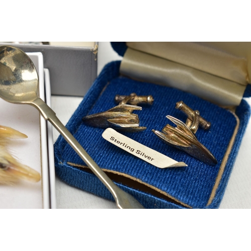 86 - A BOX OF ASSORTED JEWELLERY AND OTHER ITEMS, to include a  rose metal centurian signet ring (a/f), s... 