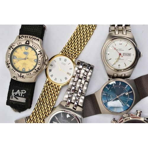 91 - TEN GENT'S WRISTWATCHES, mostly quartz movements, names to include 'Amadeus, Ben Sherman, Lorus, Ing... 