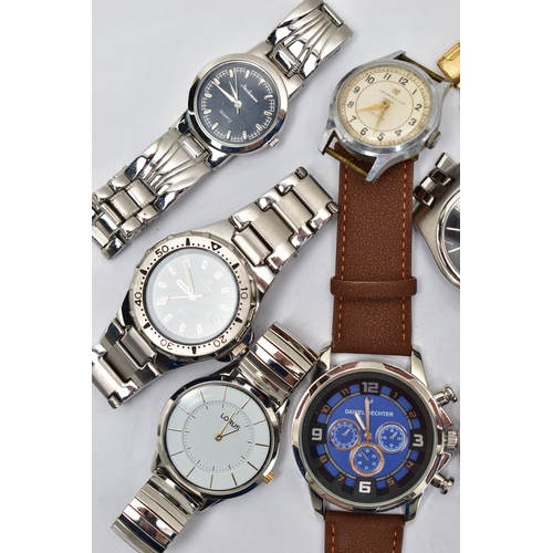 91 - TEN GENT'S WRISTWATCHES, mostly quartz movements, names to include 'Amadeus, Ben Sherman, Lorus, Ing... 