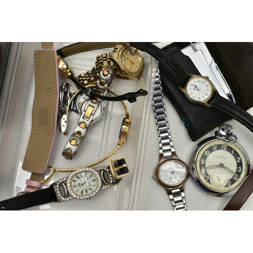 96 - A BOX OF ASSPRTED COSTUME JEWELLERY, to include a pair of clip on yellow metal earrings set with blu... 