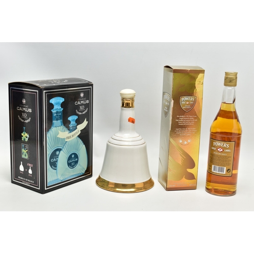 224 - COGNAC & WHISKEY, comprising two bottles of CAMUS XO SUPERIOR COGNAC in a presentation box, one 70cl... 