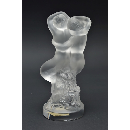 113 - A LALIQUE FROSTED AND MOULDED GLASS STAUETTE LE FAUNE, etched 'Lalique France' to the base and with ... 