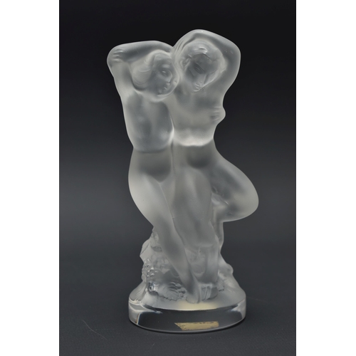 113 - A LALIQUE FROSTED AND MOULDED GLASS STAUETTE LE FAUNE, etched 'Lalique France' to the base and with ... 