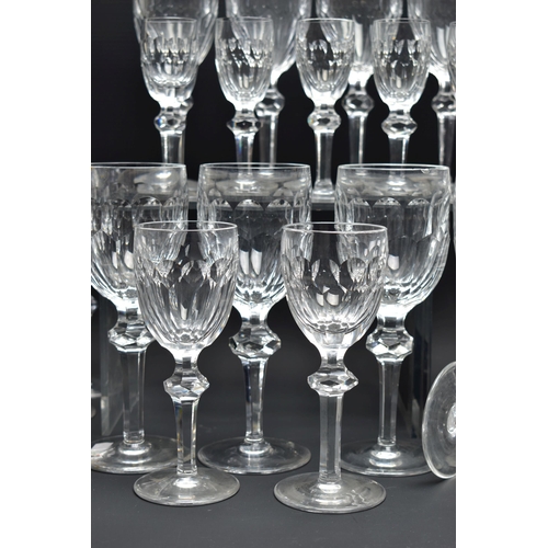 119 - A SUITE OF FORTY FIVE WATERFORD CRYSTAL CURRAGHMORE PATTERN DRINKING GLASSES, comprising eleven red ... 